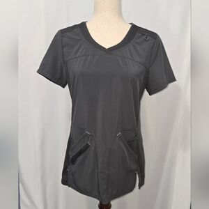 Charcoal Gray V-Neck Short Sleeve Scrub top